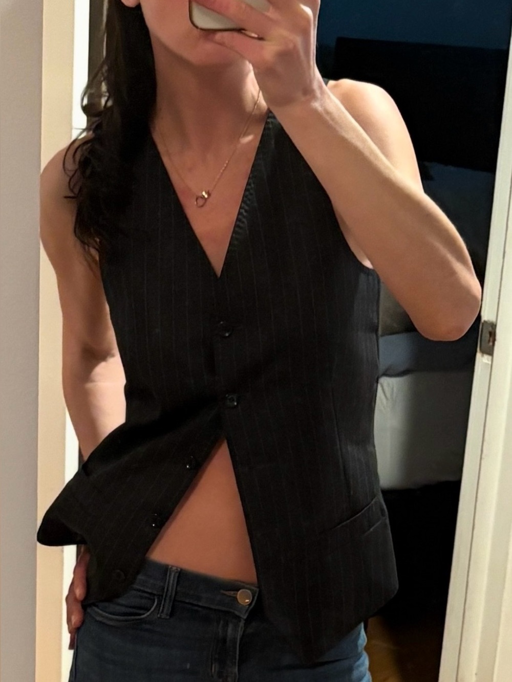 Dolce & Gabbana Black Pinstripe Sleeveless Vest